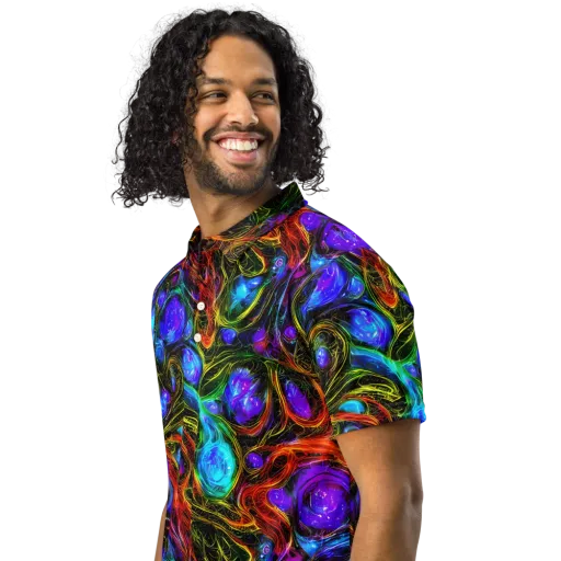 Neon Wildflower on a Men's Slim Fit Polo Shirt