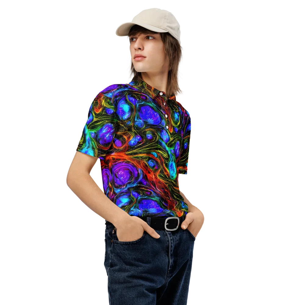 Neon Wildflower on Men's Slim Fit Polo Shirt — Right Front