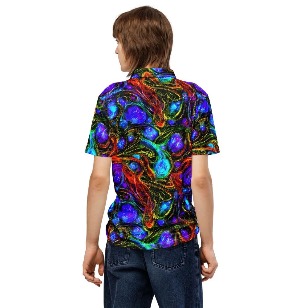 Neon Wildflower on Men's Slim Fit Polo Shirt — Back