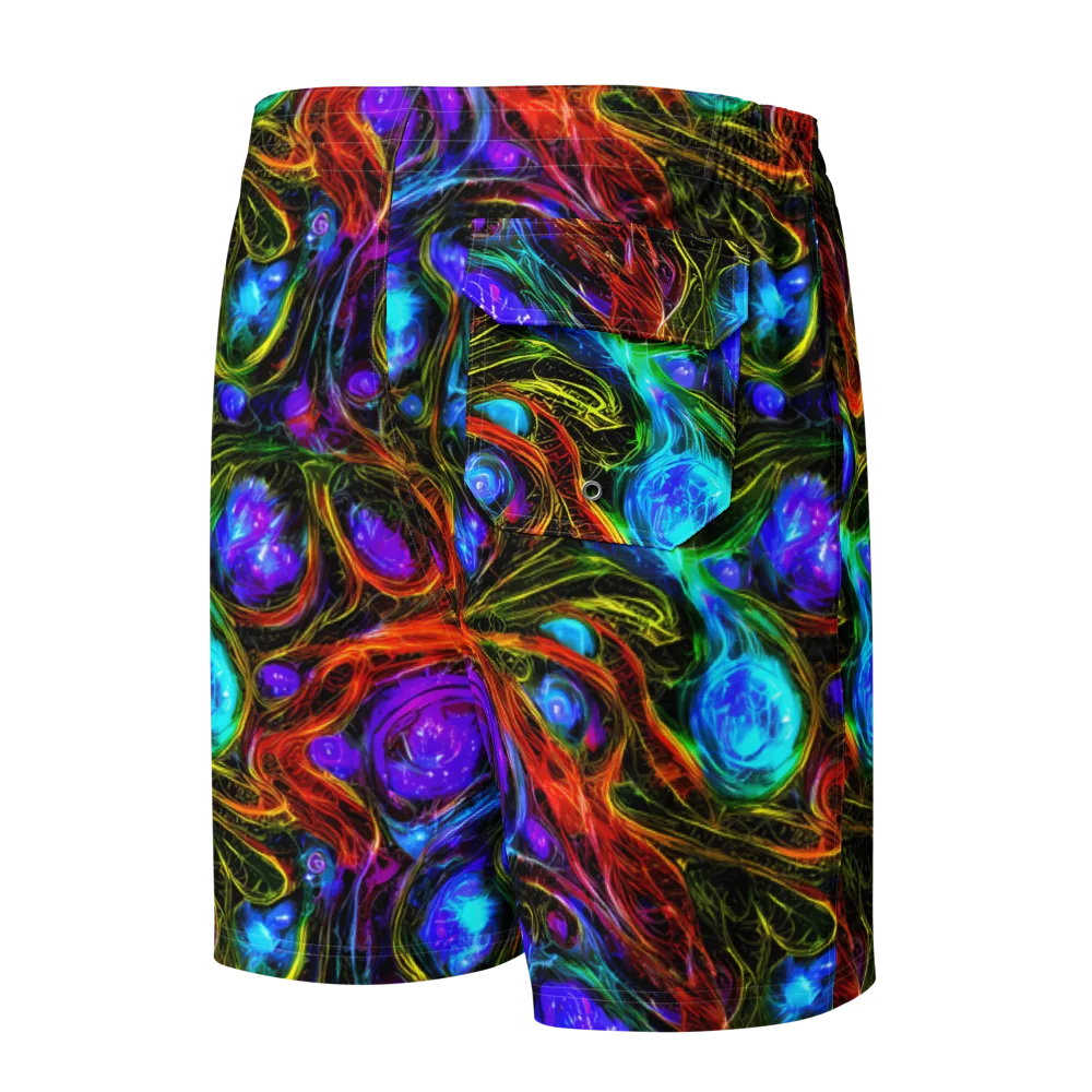 Neon Wildflower on Men's Board Shorts — Back