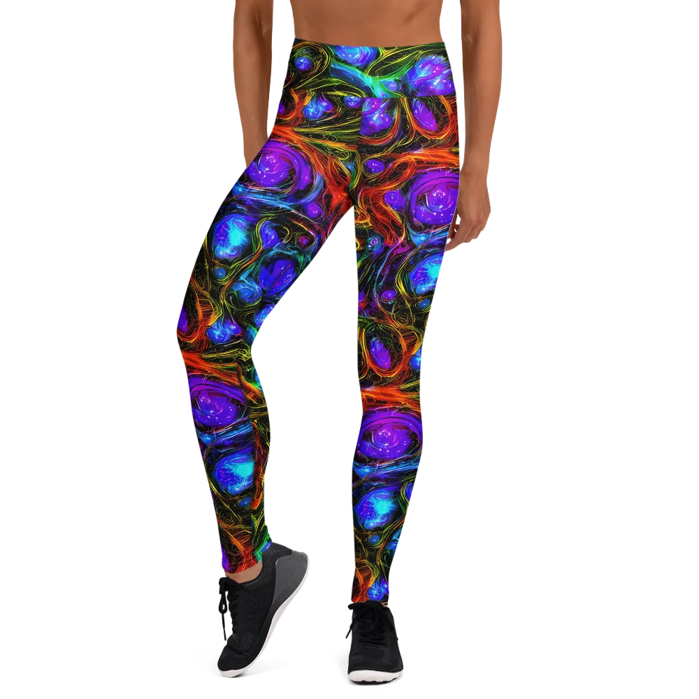 Neon Wildflower on Yoga Leggings — Front