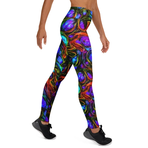 Neon Wildflower on a Yoga Leggings