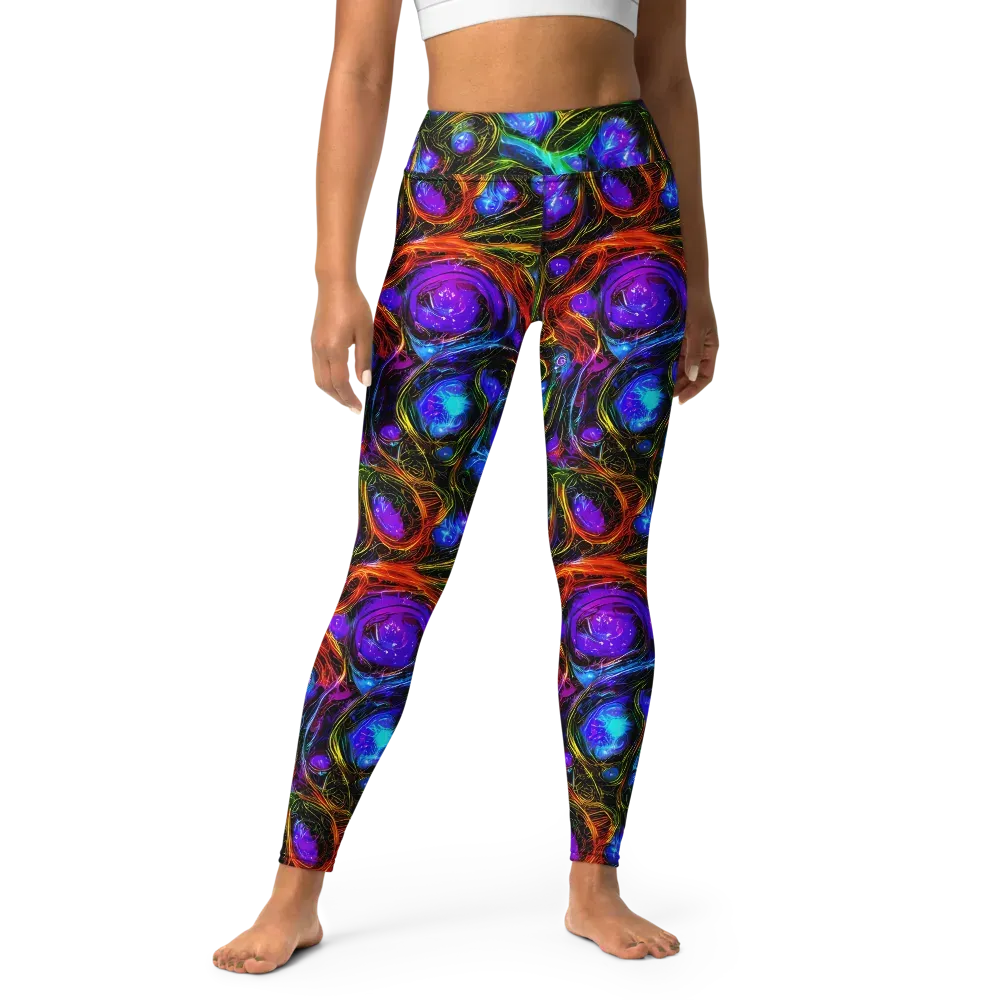 Neon Wildflower on Yoga Leggings — Front