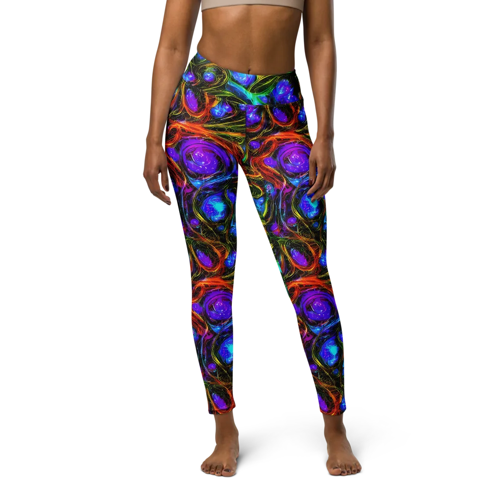 Neon Wildflower on Yoga Leggings — Front