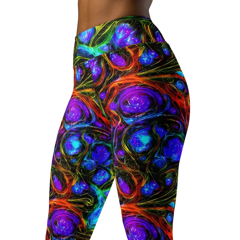 Neon Wildflower on Yoga Leggings — Left Front
