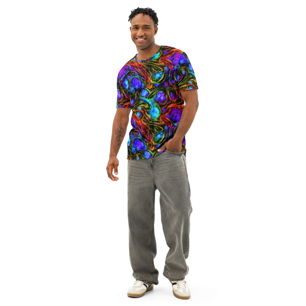 Neon Wildflower on Men's Cotton Crew Neck T-Shirt — Front