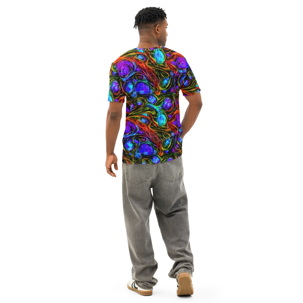 Neon Wildflower on Men's Cotton Crew Neck T-Shirt — Back