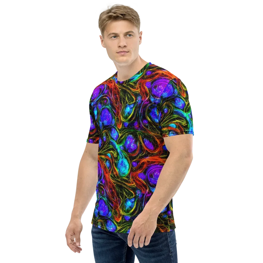 Neon Wildflower on Men's Crew Neck T-Shirt — Left