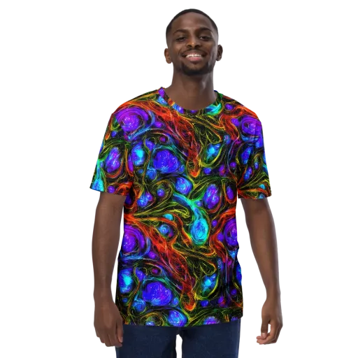 Neon Wildflower on a Men's Crew Neck T-Shirt