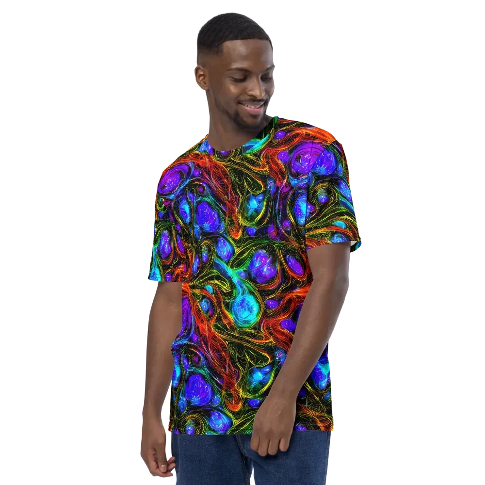 Neon Wildflower on Men's Crew Neck T-Shirt — Left
