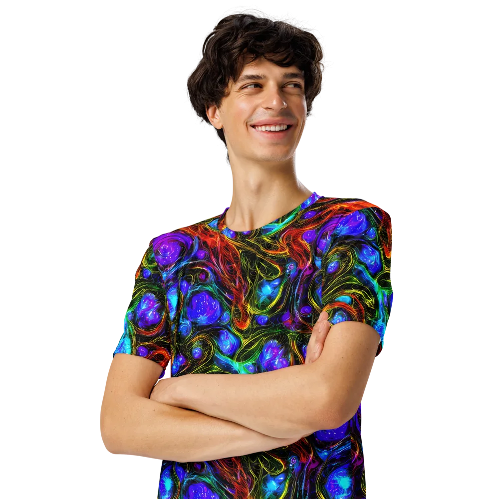 Neon Wildflower on Men's Crew Neck T-Shirt — Left Front