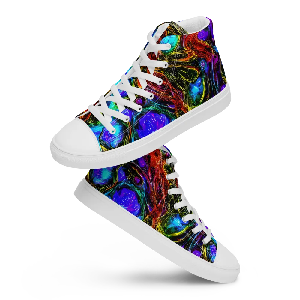Neon Wildflower on Men's High Top Canvas Shoes — Front