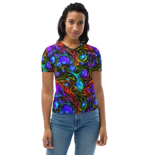 Neon Wildflower on a Women's Crew Neck T-Shirt