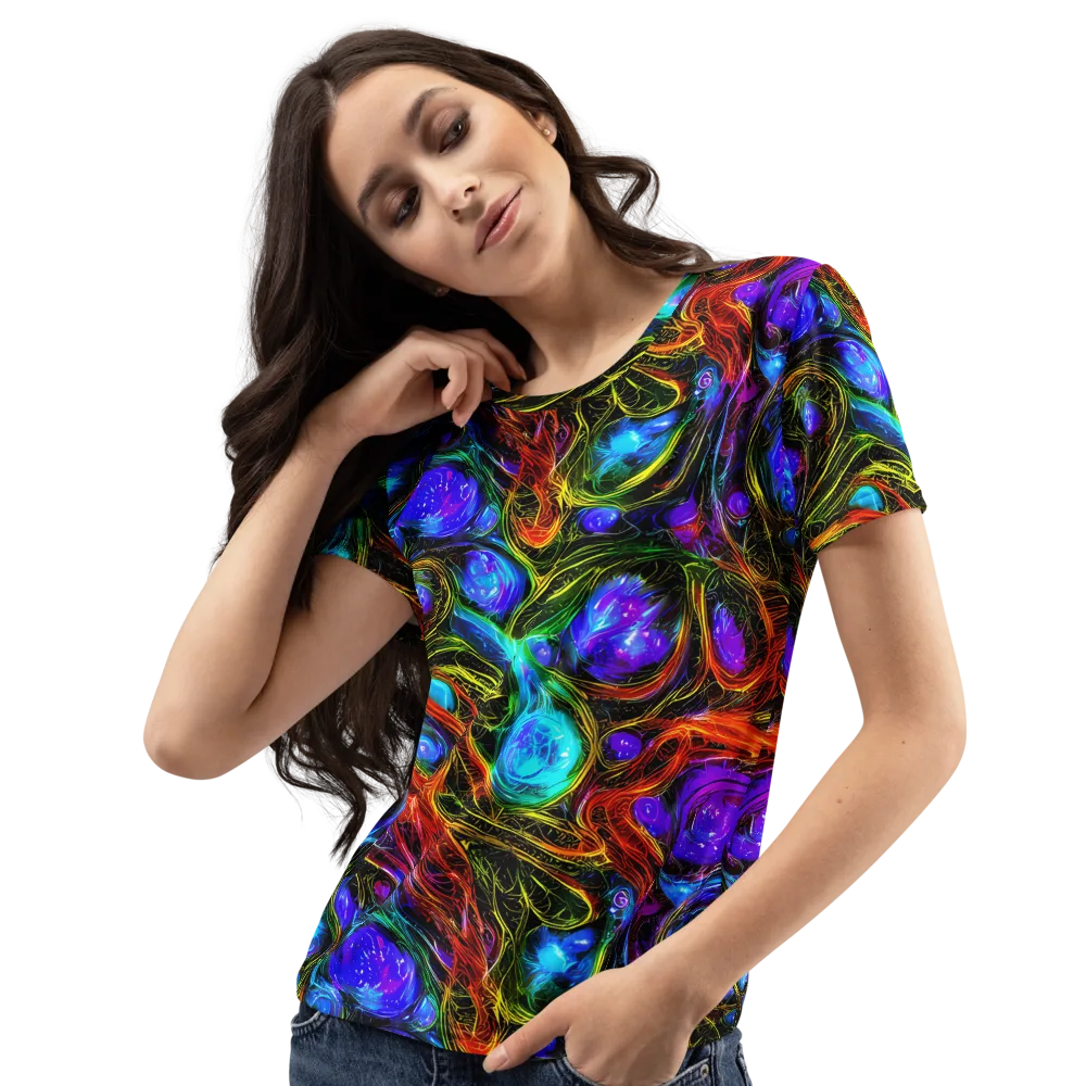 Neon Wildflower on Women's Crew Neck T-Shirt — Left Front