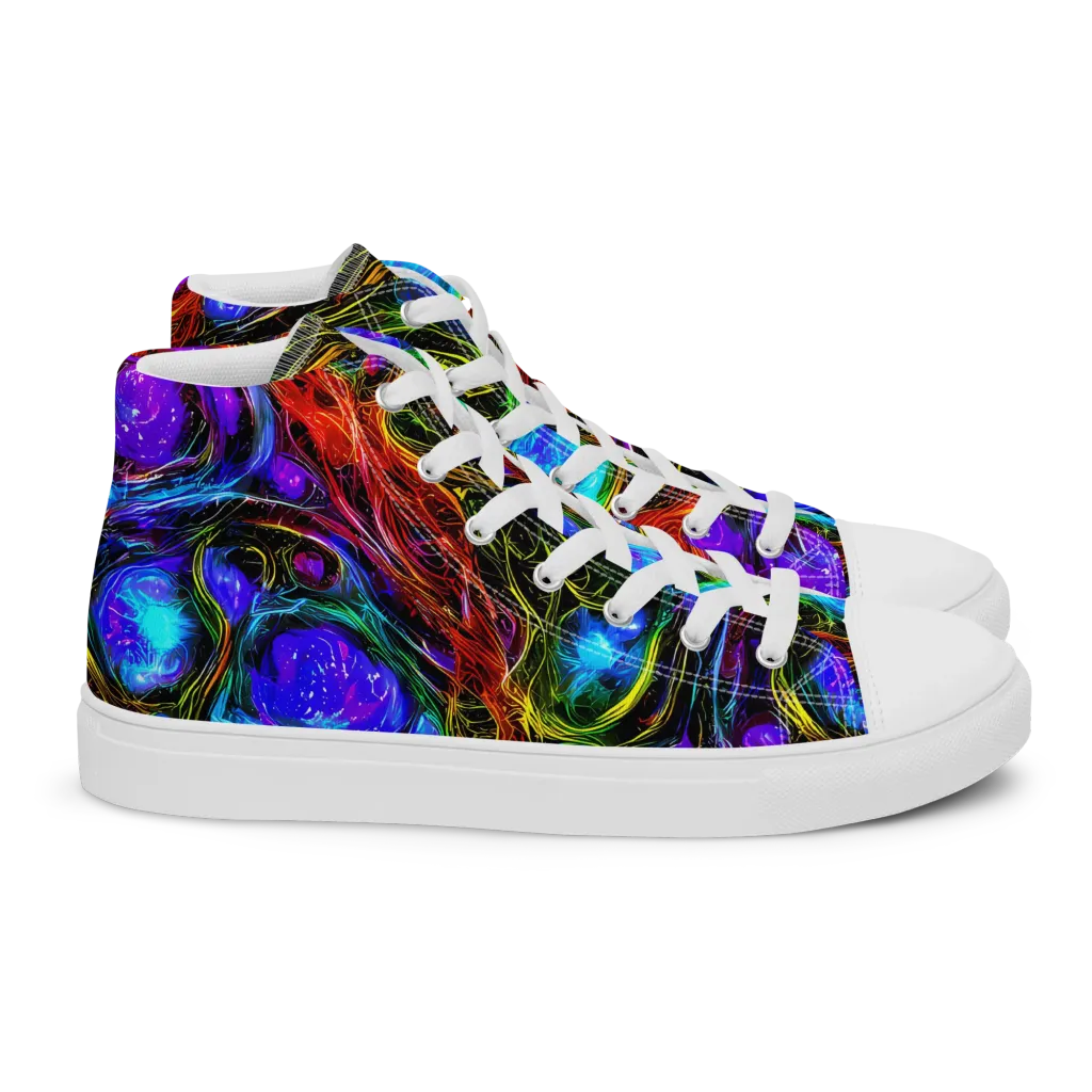 Neon Wildflower on Women's High Top Canvas Shoes — Right
