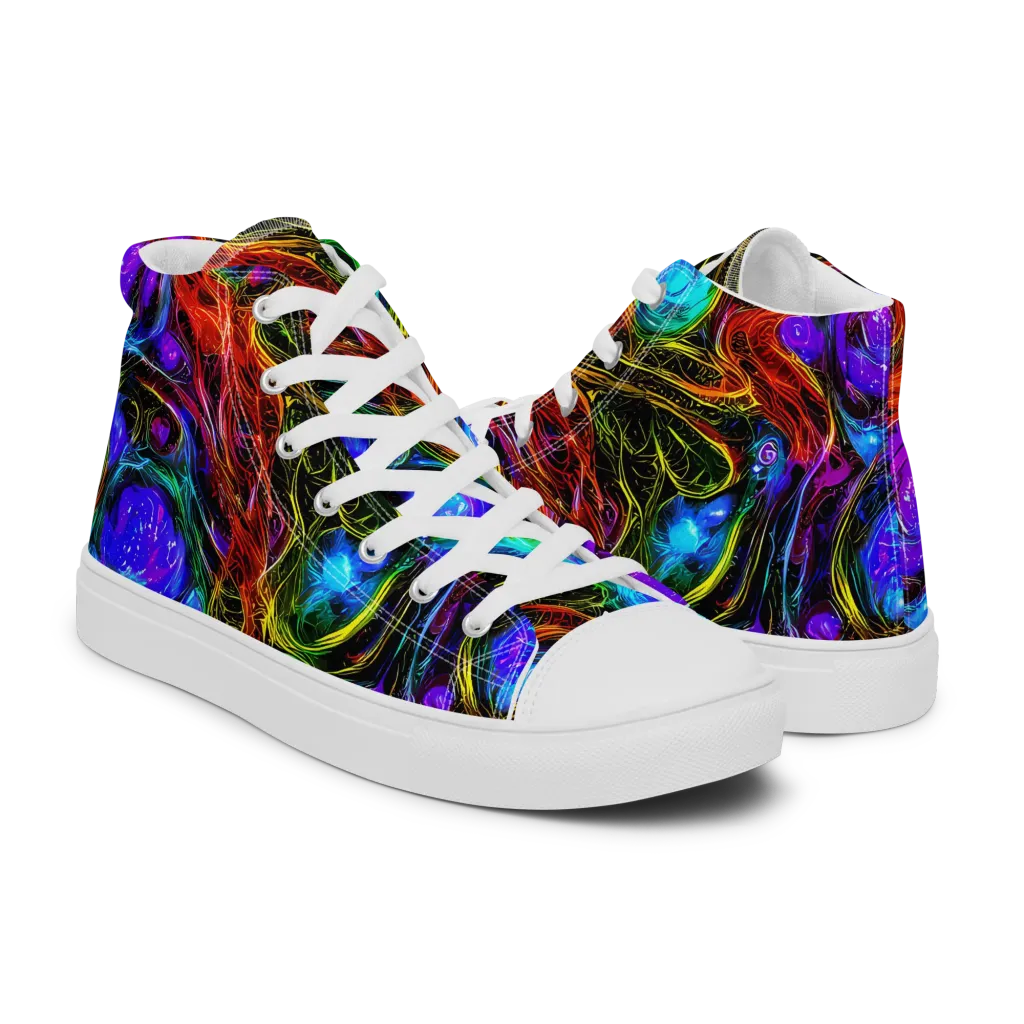 Neon Wildflower on Women's High Top Canvas Shoes — Right