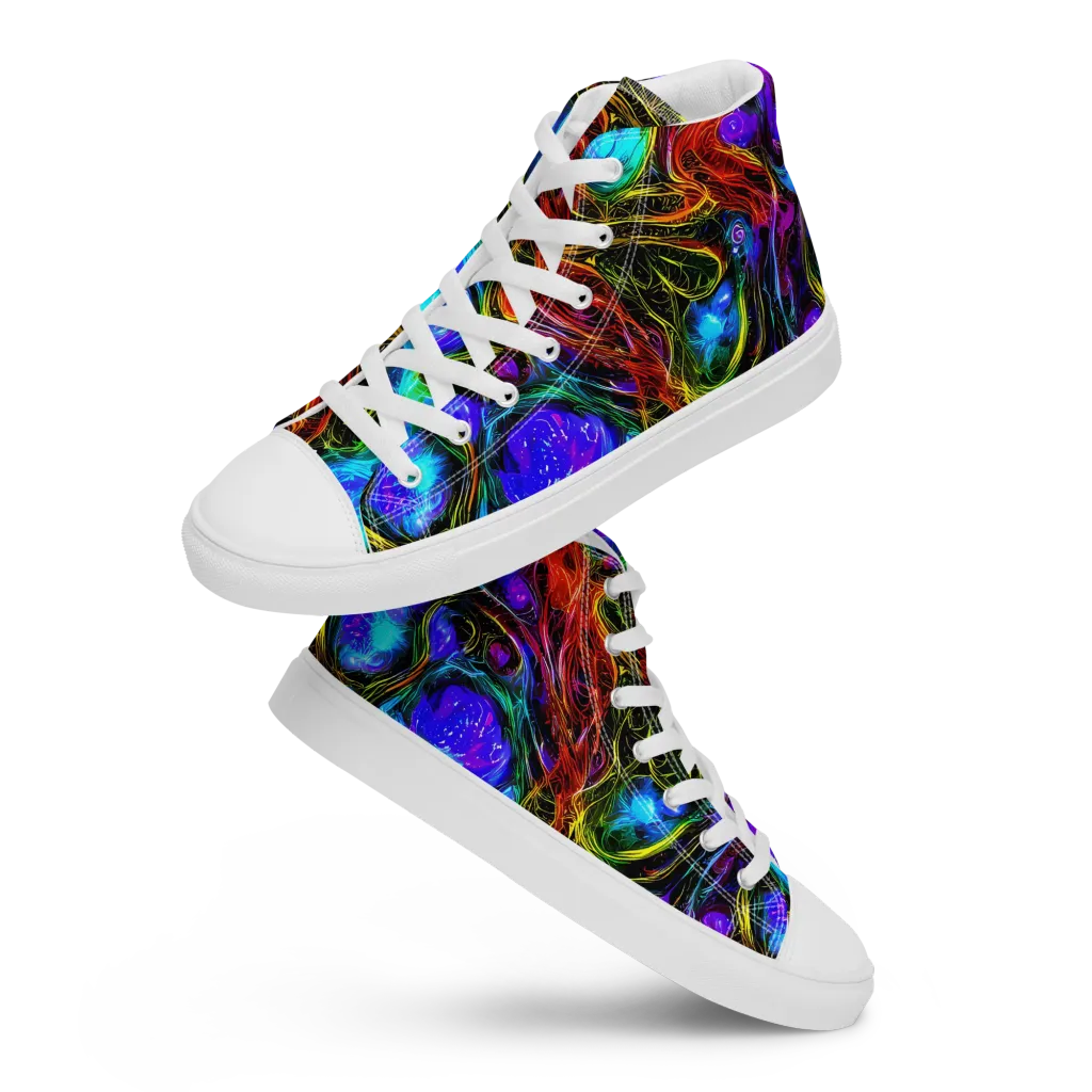 Neon Wildflower on Women's High Top Canvas Shoes — Front