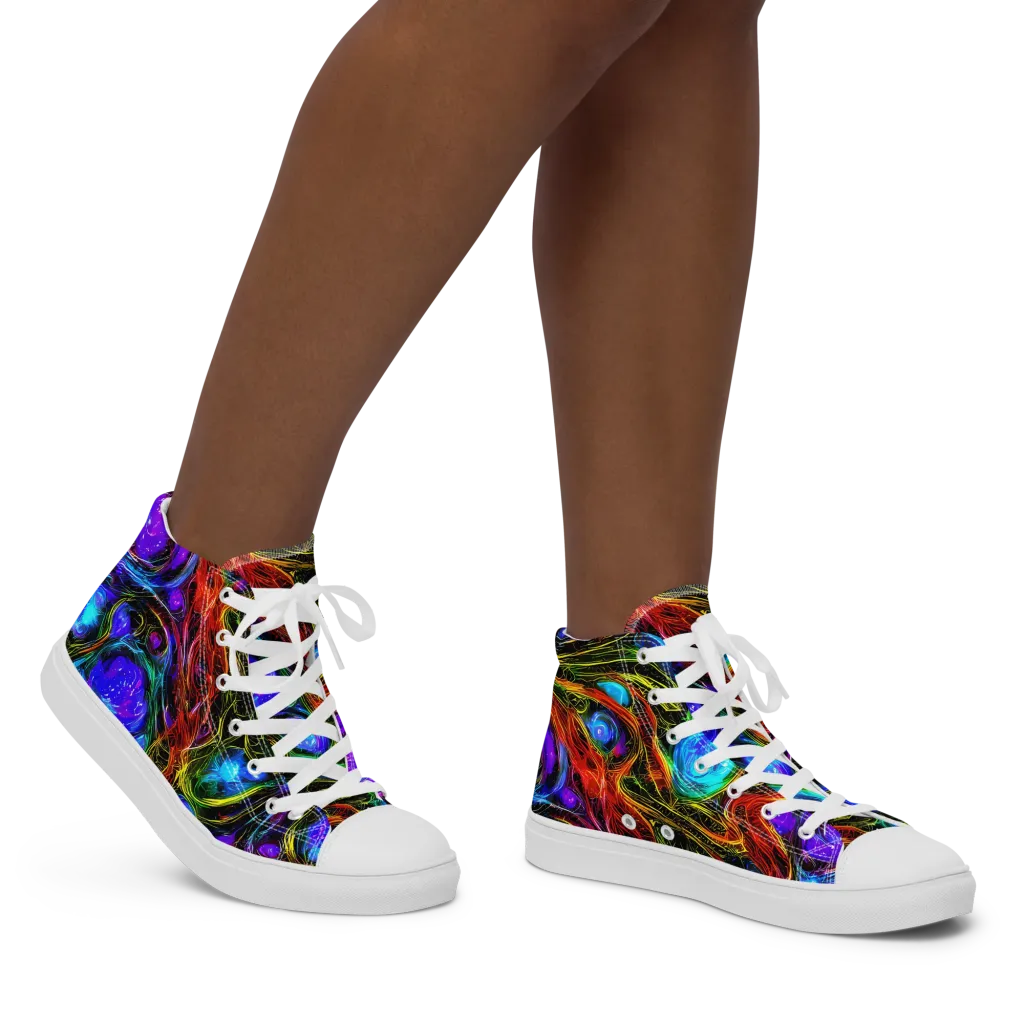 Neon Wildflower on Women's High Top Canvas Shoes — Right