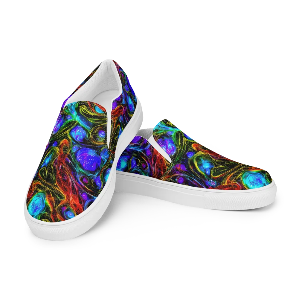 Neon Wildflower on Men's Slip-On Canvas Shoes — Left Front