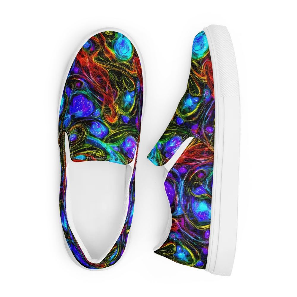 Neon Wildflower on Men's Slip-On Canvas Shoes — Front