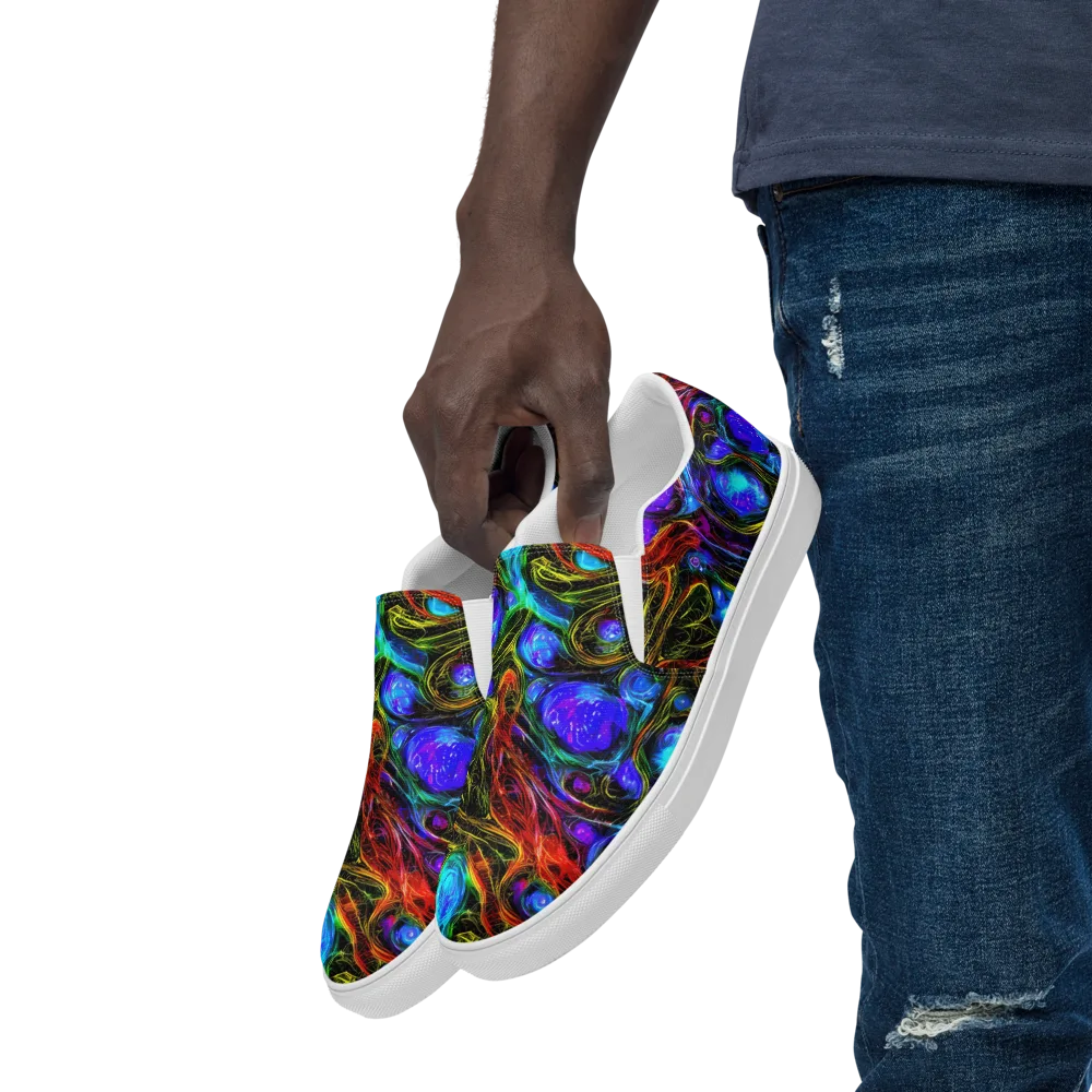 Neon Wildflower on Men's Slip-On Canvas Shoes — Left Front