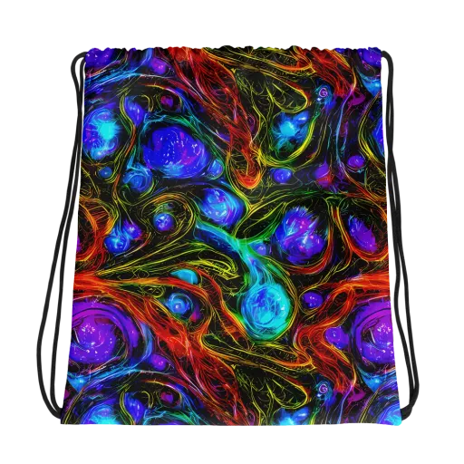 Neon Wildflower on a Drawstring Bag