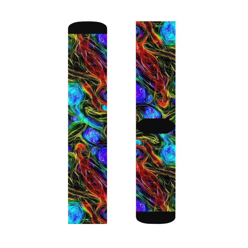 Neon Wildflower on Socks — Left Sock