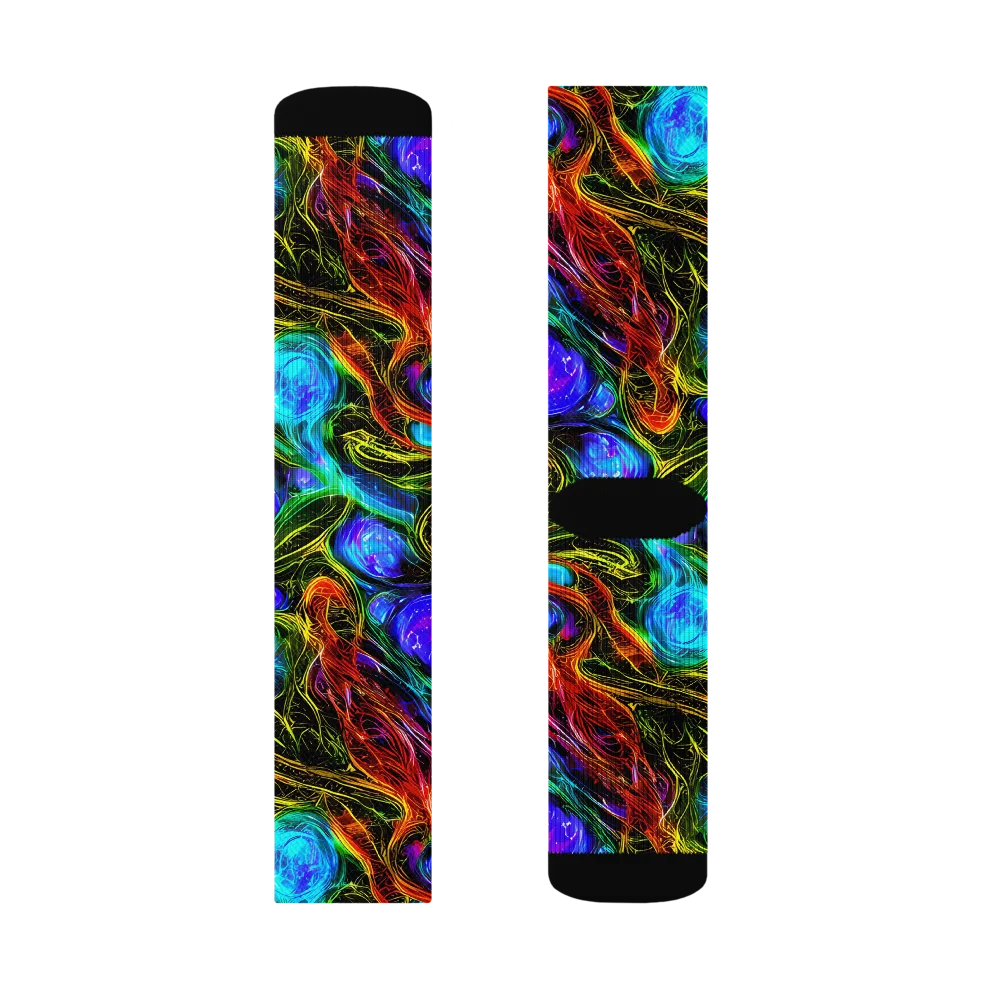 Neon Wildflower on Socks — Right Sock