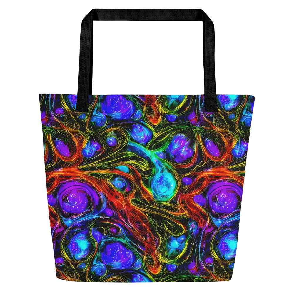 Neon Wildflower on Large Tote Bag W/ Pocket — Front