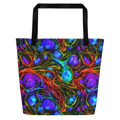 Neon Wildflower on a Large Tote Bag W/ Pocket