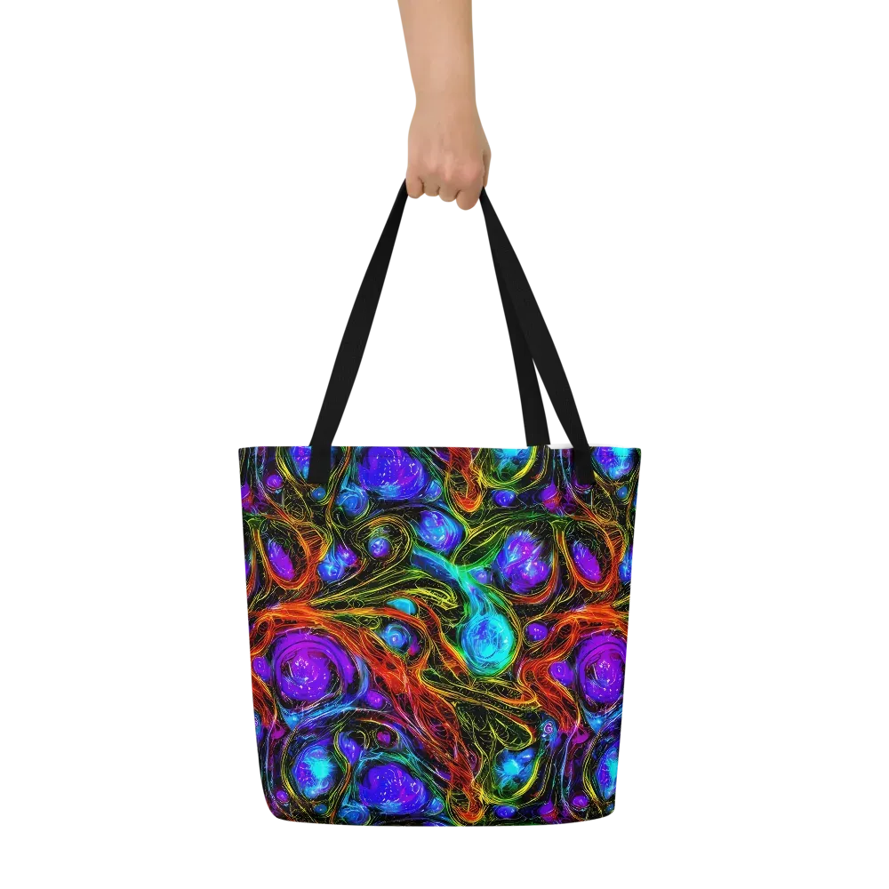 Neon Wildflower on Large Tote Bag W/ Pocket — Front