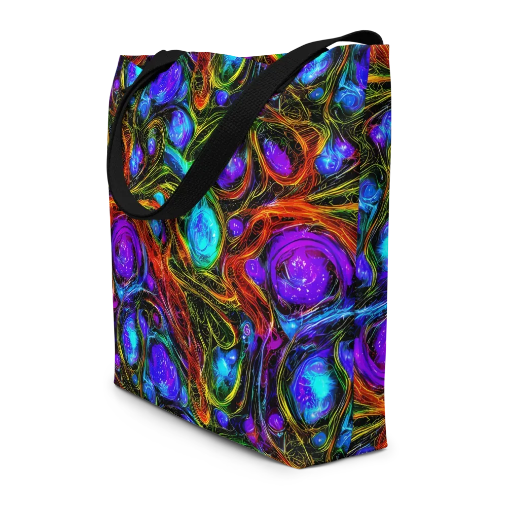 Neon Wildflower on Large Tote Bag W/ Pocket — Front