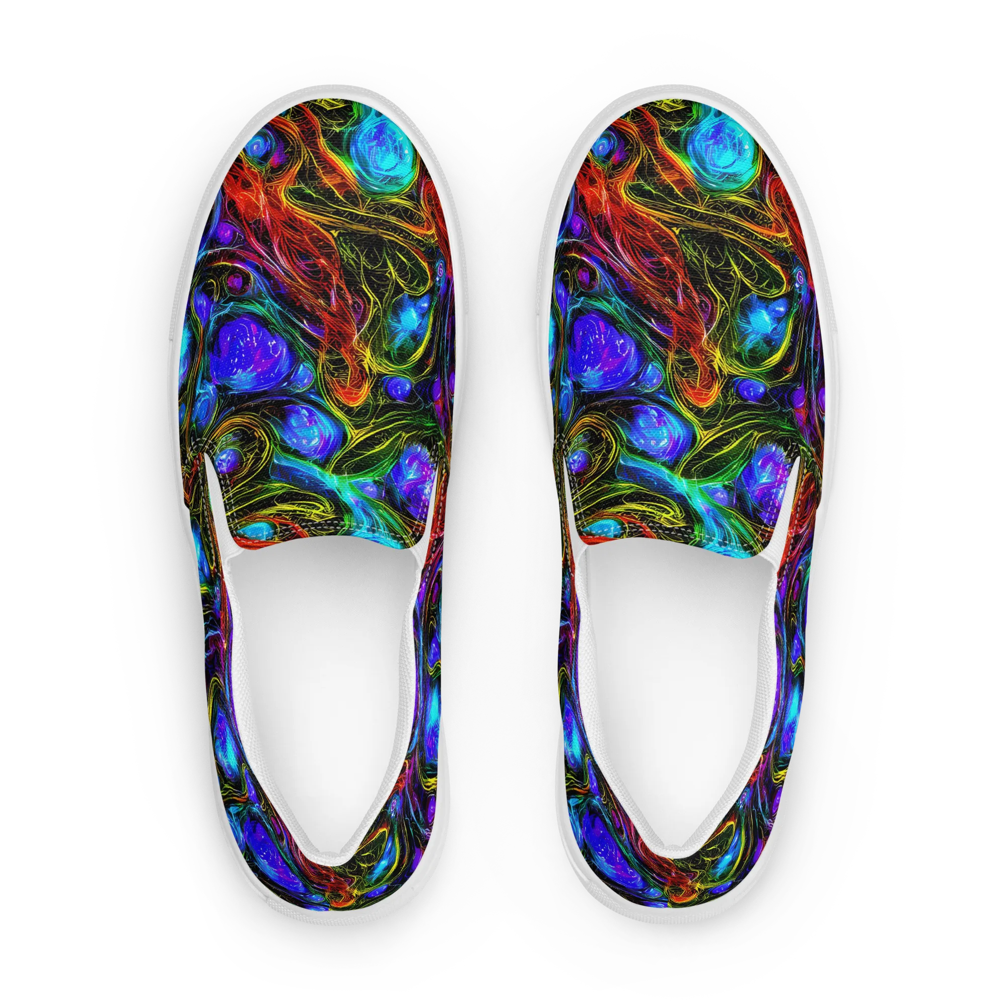 Neon Wildflower on Women's Slip-On Canvas Shoes — Front