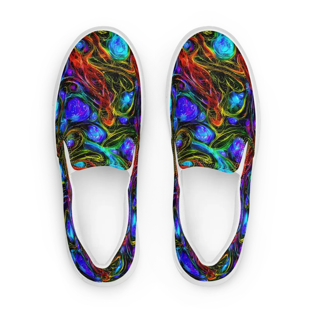Neon Wildflower on Women's Slip-On Canvas Shoes — Front