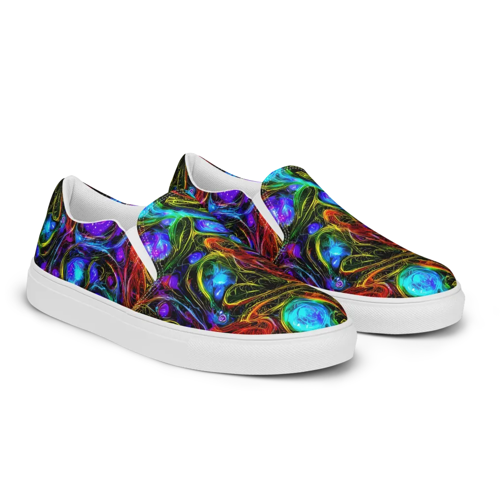 Neon Wildflower on Women's Slip-On Canvas Shoes — Right Front