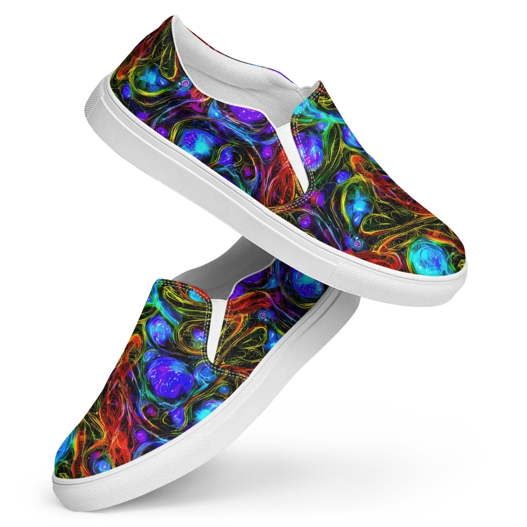 Neon Wildflower on Women's Slip-On Canvas Shoes — Front