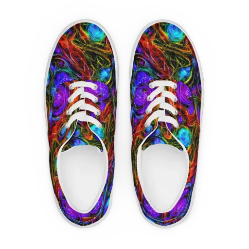 Neon Wildflower on a Men's Lace-Up Canvas Shoes