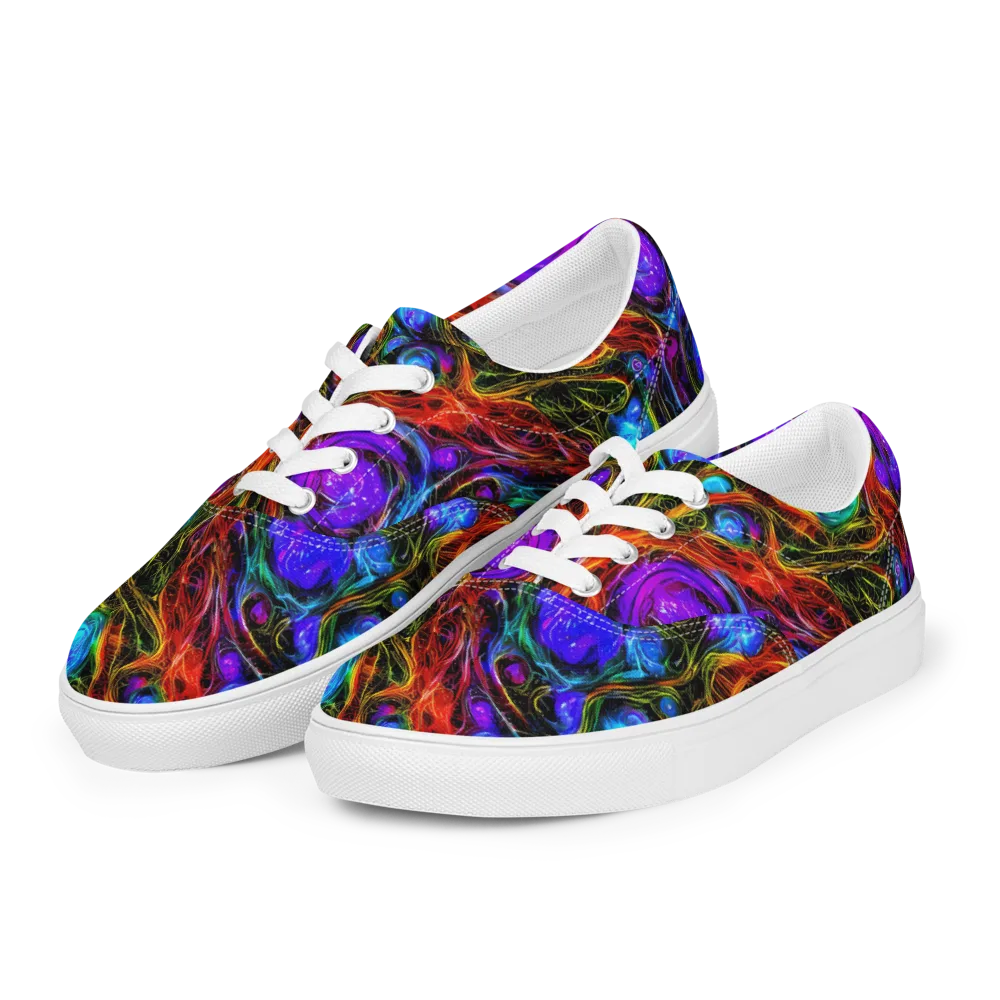 Neon Wildflower on Men's Lace-Up Canvas Shoes — Left Front