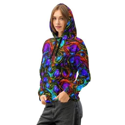 Neon Wildflower on a Cotton Hoodie