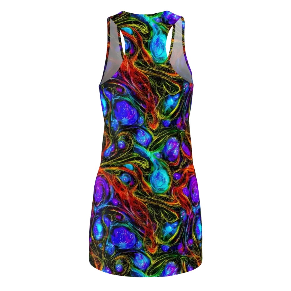 Neon Wildflower on Racerback Dress — Back