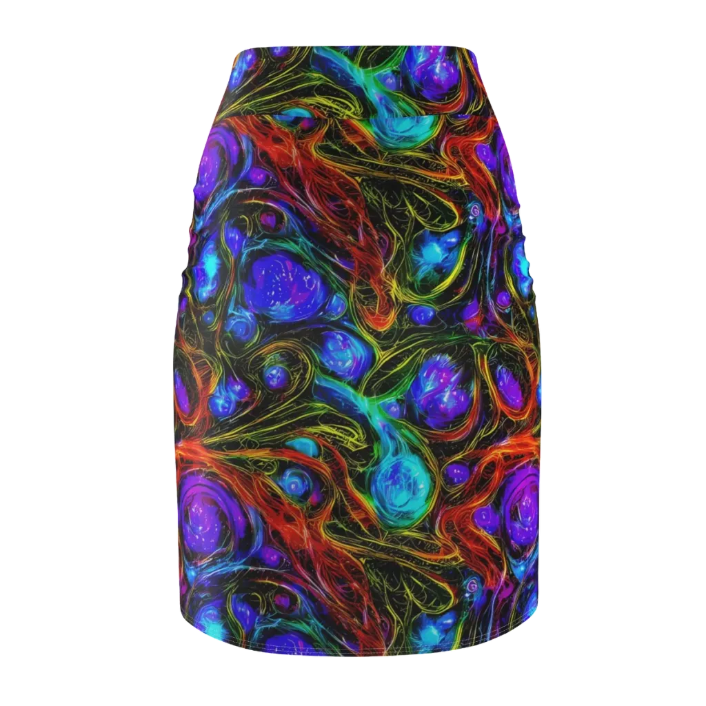 Neon Wildflower on Pencil Skirt — Back