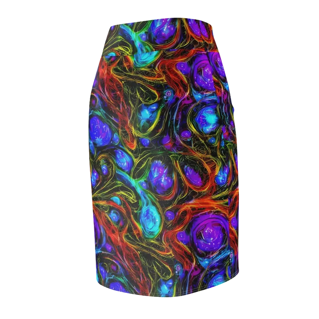 Neon Wildflower on Pencil Skirt — Back Side