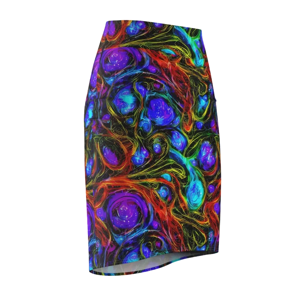 Neon Wildflower on Pencil Skirt — Front Side