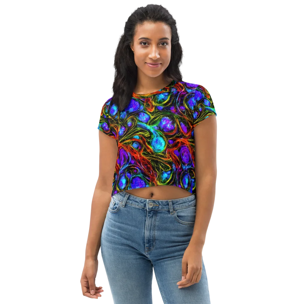 Neon Wildflower on Crop Tee — Front