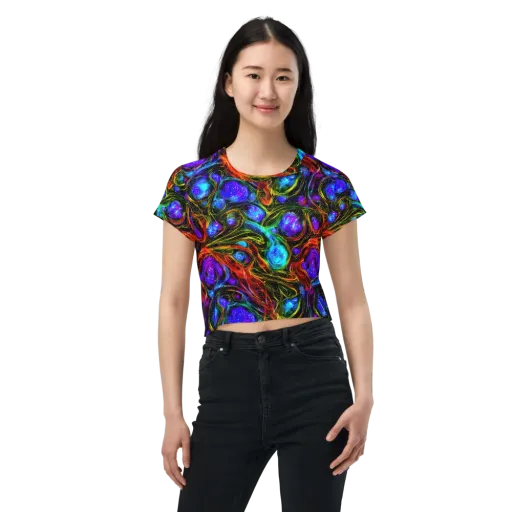 Neon Wildflower on a Crop Tee