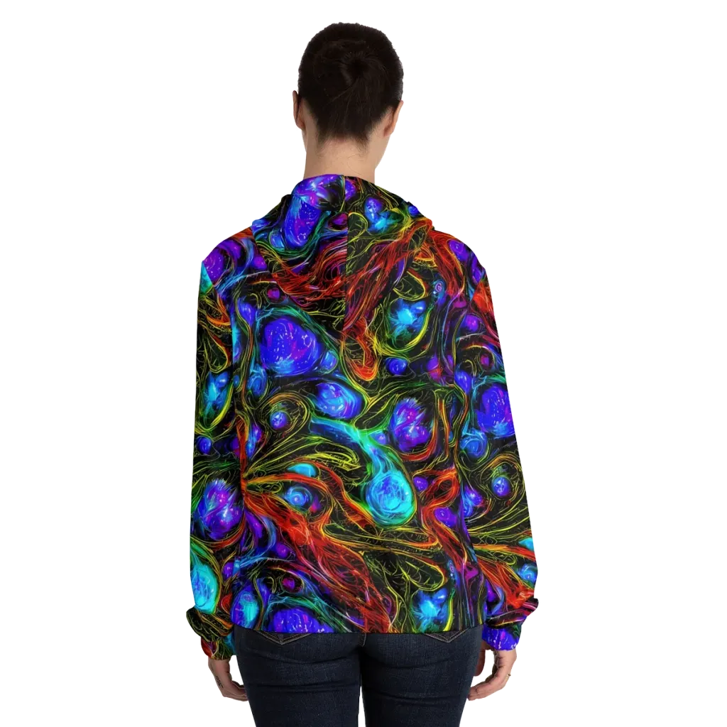 Neon Wildflower on Women's Full-Zip Hoodie — Back On Person