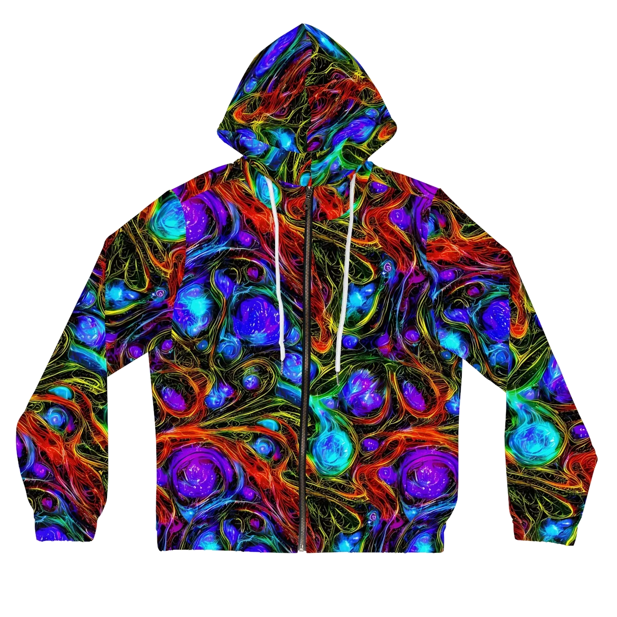 Neon Wildflower on Women's Full-Zip Hoodie — Front