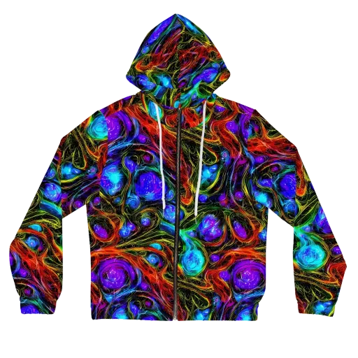 Neon Wildflower on a Women's Full-Zip Hoodie