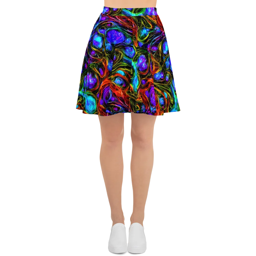 Neon Wildflower on Skater Skirt — Front