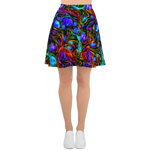 Neon Wildflower on a Skater Skirt